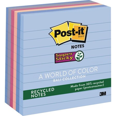 Post-It Note, Post-It, 4X4, 6Pk, Lined Pk MMM6756SSNRP